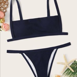 Blue ribbed bikini